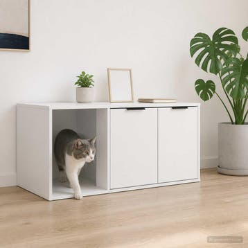vidaXL Kattenkrat meubel Wit 100 x 49 x 45 cm Bewerkt hout, Verzenden, Nieuw