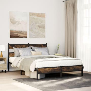 vidaXL Bedframe met hoofdbord zonder matras sonoma eiken, Bruin, Verzenden, 140 cm, 200 cm