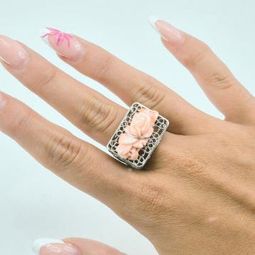 Koraal - Zilver - Ring - CORALLO ROSA