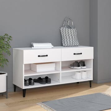 vidaXL Schoenenkast 102x35x55 cm bewerkt hout wit, Verzenden, Nieuw