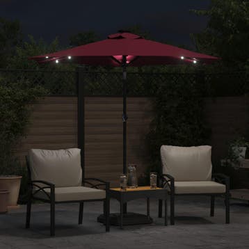 vidaXL Parasol met LEDs en stalen paal 225x225x212 cm, Verzenden, Nieuw, 2 tot 3 meter