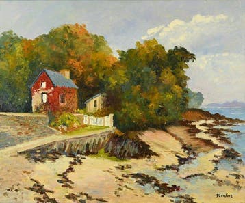 Christiane Stenfort (née en 1940) - La maison du peintre à, Antiek en Kunst, Kunst | Schilderijen | Klassiek