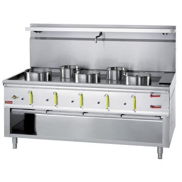 Wok | Fornuis | 5 Branders + Watergordijn | 23.8kW + 11.25kW, Verzenden, Nieuw in verpakking