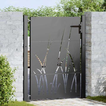 vidaXL Tuinpoort 110 x 155 cm Poedergecoat staal Zwart, Verzenden, Nieuw