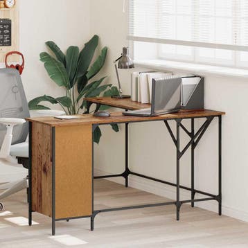 vidaXL Bureau Oud Hout Bewerkt hout 141 x 141 x 75 cm, Verzenden, Nieuw