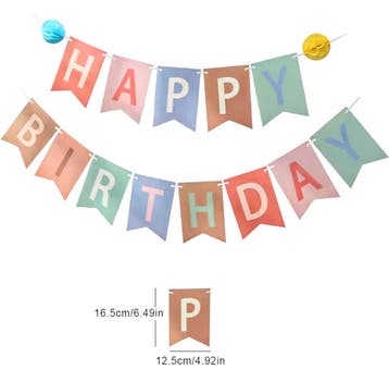 Slinger Happy Birthday multi coloured met 2 pompoms, Verzenden, Nieuw, Versiering, Verjaardag