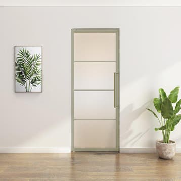 Stalen Taatsdeur - Kiezelgrijs - 4 Vlaks - Matglas, Minder dan 80 cm, Overige typen, Nieuw, Metaal