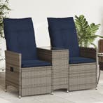vidaXL Tuinbank 2-zits verstelbaar met tafel poly rattan, Verzenden, Nieuw