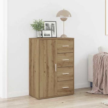 vidaXL Dressoir Artisan Eiken 60 x 31 x 84 cm Bewerkt hout, Huis en Inrichting, Kasten | Dressoirs, Verzenden, Nieuw, Overige houtsoorten