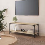 vidaXL Tv-meubel 100x33x41 cm bewerkt hout en staal sonoma, 100 tot 150 cm, Verzenden, Nieuw, Minder dan 100 cm