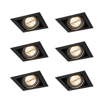 Set van 6 Inbouwspot zwart AR111 verstelbaar - Oneon, Verzenden, Nieuw