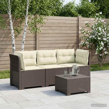vidaXL 3-zits tuinbank met kussens in rattanlook PP, Verzenden, Nieuw