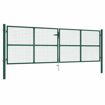 vidaXL Tuinhek van gaas staal 400x125 cm groen, Verzenden, Nieuw