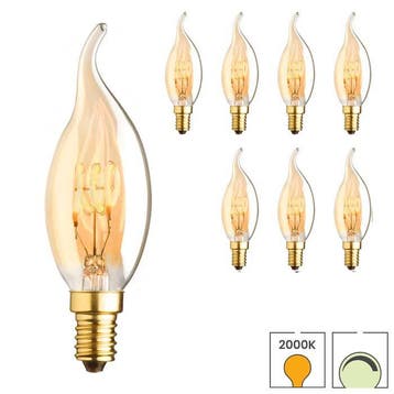 8x E14 LED lamp | Kaarslamp |  2.8W 2000K extra warm dimbaar, Verzenden, Nieuw, E14 (klein), Led-lamp