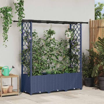 vidaXL Verhoogd Bed met Trellis en Dak Grijs 162,5 x 40 x, Verzenden, Nieuw, Minder dan 60 cm, 60 cm of meer