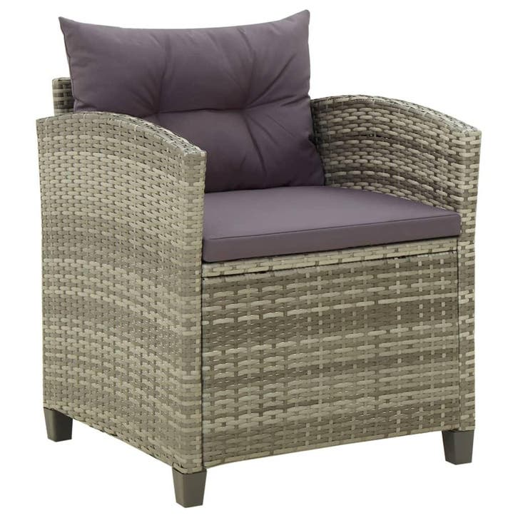 vidaXL Tuinstoel met kussens poly rattan grijs, Tuin en Terras, Tuinstoelen, Nieuw, Verzenden
