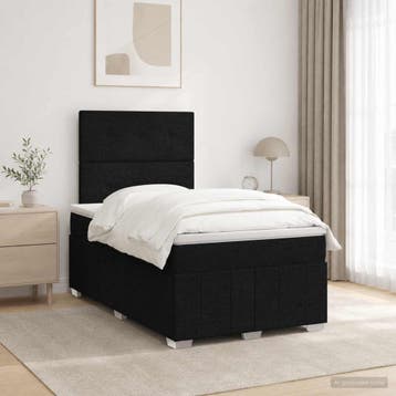 vidaXL Boxspringbed met matras met hoofdeinde Zwart 120 x, Verzenden, Nieuw, Twijfelaar, Zwart