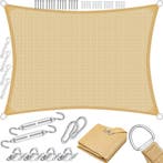 Schaduwdoek - Zonnezeil - Rechthoekig - 2x4 m - Zand - KESSE, Verzenden, Zo goed als nieuw