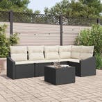 vidaXL Tuinbankenset met kussen 6 pcs Bruin en Crème poly, Verzenden, Nieuw, Rotan