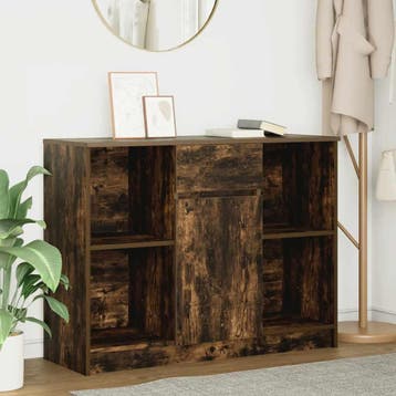 vidaXL Dressoir met lade 101x35x76 cm spaanplaat gerookt, Verzenden, Nieuw, Overige houtsoorten