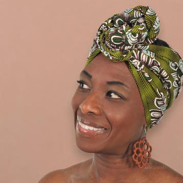 Afrikaanse Groene flower hoofddoek - headwrap, Ophalen of Verzenden, Nieuw