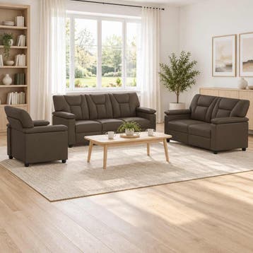 vidaXL Bankstel 3 pcs Grijs Kunstleer, Verzenden, Nieuw, Leer, 150 tot 200 cm