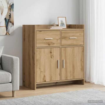 vidaXL Dressoir Artisanaal eiken 75 x 36 x 80 cm Bewerkt, Verzenden, Nieuw, Overige houtsoorten, Minder dan 50 cm