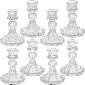 Kaarsenhouder Set Glas - Modern | Tweedekansje | OP=OP, Ophalen of Verzenden, Nieuw, Overige materialen, Kandelaar