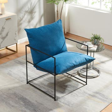 Fauteuil Utsjoki 90x61x70 cm zwart en blauw [en.casa], Verzenden, Nieuw