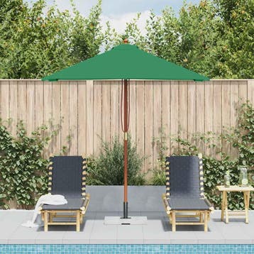 vidaXL Parasol met houten paal 150x200 cm groen, Tuin en Terras, Verzenden, Nieuw, 1 tot 2 meter