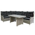 Ibiza hoek dining loungeset 5-delig verstelbaar wit grijs, Tuin en Terras, Tuinsets en Loungesets, Ophalen of Verzenden, Nieuw