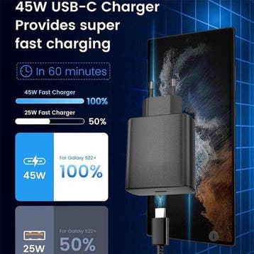 USB-C Oplader – 45W Snellader + USB-C kabel 2m – Geschikt, Ophalen of Verzenden, Nieuw