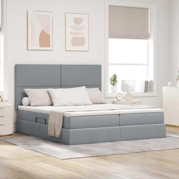 vidaXL Opslag bed met hoofdeinde Lichtgrijs 180 x 200 cm, Verzenden, Nieuw