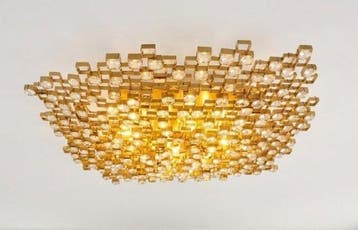 Plafondlamp - Gouden brons & kristallen - Grote plafondlamp
