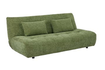 Slaapbank ELYPSE 200cm 3-zits chenille groen - 48663, Ophalen of Verzenden, Nieuw