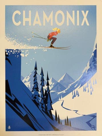 Monsieur Z - Affiche de Tourisme Chamonix - Jump, Antiek en Kunst