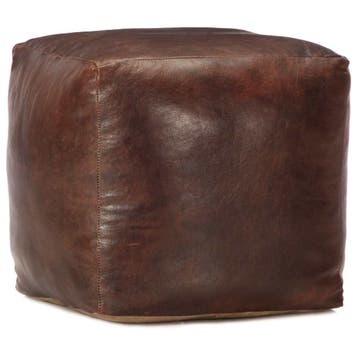 vidaXL Poef 40x40x40 cm echt geitenleer donkerbruin, Verzenden, Nieuw