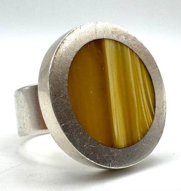 Zonder minimumprijs - Ring Zilver Kattenoog (Chrysoberil) -, Nieuw