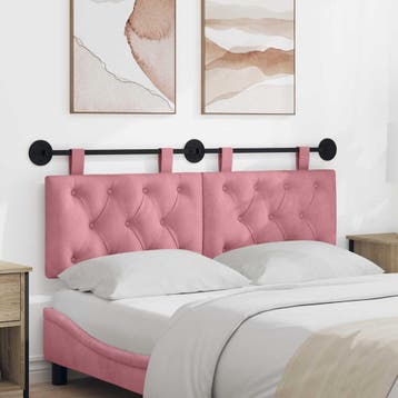 vidaXL Hangend hoofdbord Roze Fluweel, Verzenden, Nieuw, Stof