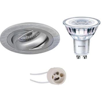 GU10 Inbouwspot Set - Mat Zilver - Inbouw Rond - Kantelbaar, Ophalen of Verzenden, Nieuw, Overige fittingen, Plafondspot of Wandspot