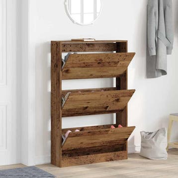 vidaXL Schoenenkast 80 x 21 x 125,5 cm Bewerkt hout Oudhout, Huis en Inrichting, Verzenden, Nieuw