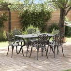 vidaXL Tuin eettafelset 7 pcs Zwart Aluminium, Verzenden, Nieuw, Aluminium