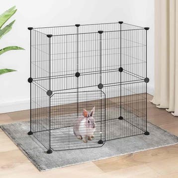 vidaXL Huisdierenkooi met deur 12 panelen 70x35x70 cm staal, Verzenden, Nieuw