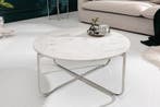 Ronde salontafel NOBLE 65cm wit marmer afneembaar tafelblad, Ophalen of Verzenden, Nieuw