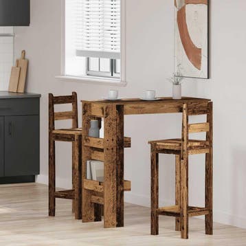vidaXL Bartafel wandgemonteerd 102x45x103,5 cm bewerkt hout, Verzenden, Nieuw