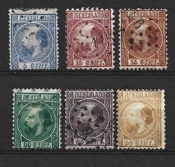 Nederland 1867/1868 - Koning Willem III - NVPH 7-12, Gestempeld