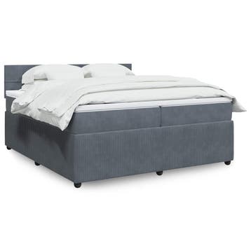 vidaXL Boxspring met matras fluweel donkergrijs 200x200 cm, Verzenden, Overige maten, 200 cm, Nieuw