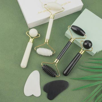3-in-1 Gezichtsroller & Gua Sha Set - Jade Roller, Oogroller, Verzenden, Nieuw