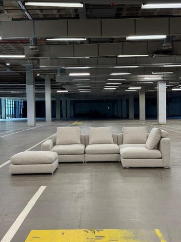 Minotti Jagger Bank | Shitake | NIEUWSTAAT + Garantie, 300 cm of meer, Ophalen of Verzenden, Zo goed als nieuw, Bank Hoekbank Bankstel Bankje Loungebank Banken Chaise Lounge 