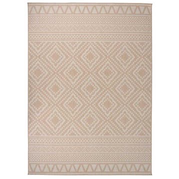 vidaXL Buitenkleed met patroon platgeweven 200x280 cm bruin, Verzenden, Nieuw, Bruin